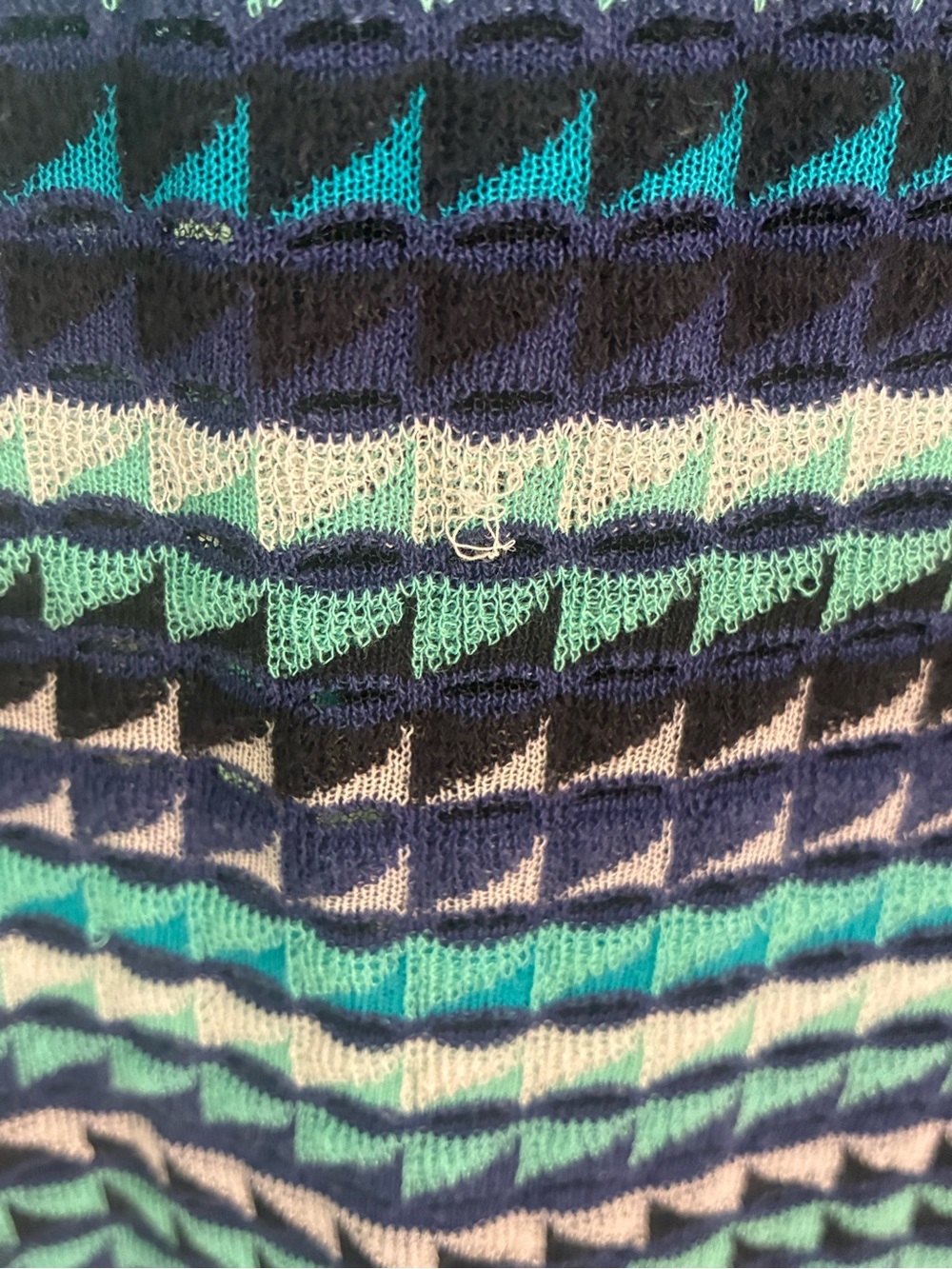 Missoni Sleeveless Patterned Knit Dress in Teal & Navy - Picture 6 of 7
